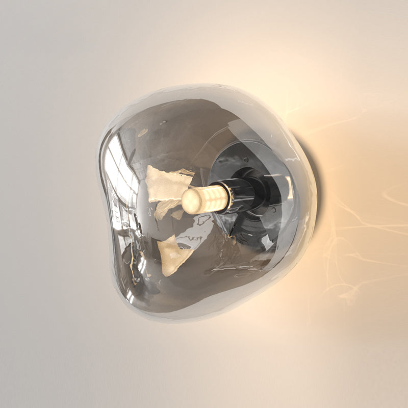 Minimalist Rock Shaped Wall Lamp Hand-Blown Glass 1-Light Foyer Sconce Light