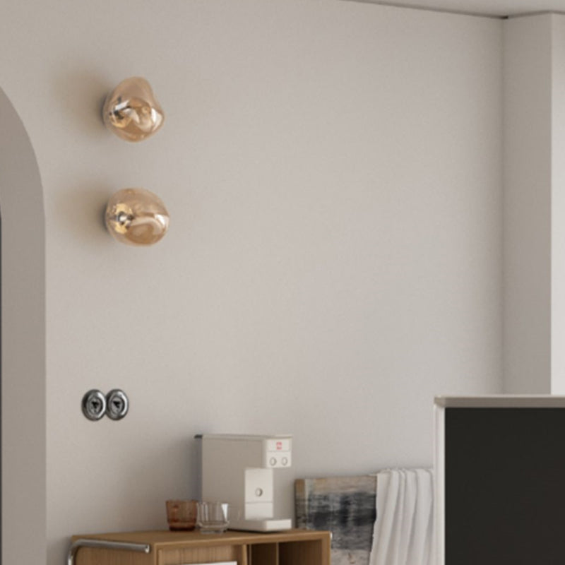 Minimalist Rock Shaped Wall Lamp Hand-Blown Glass 1-Light Foyer Sconce Light