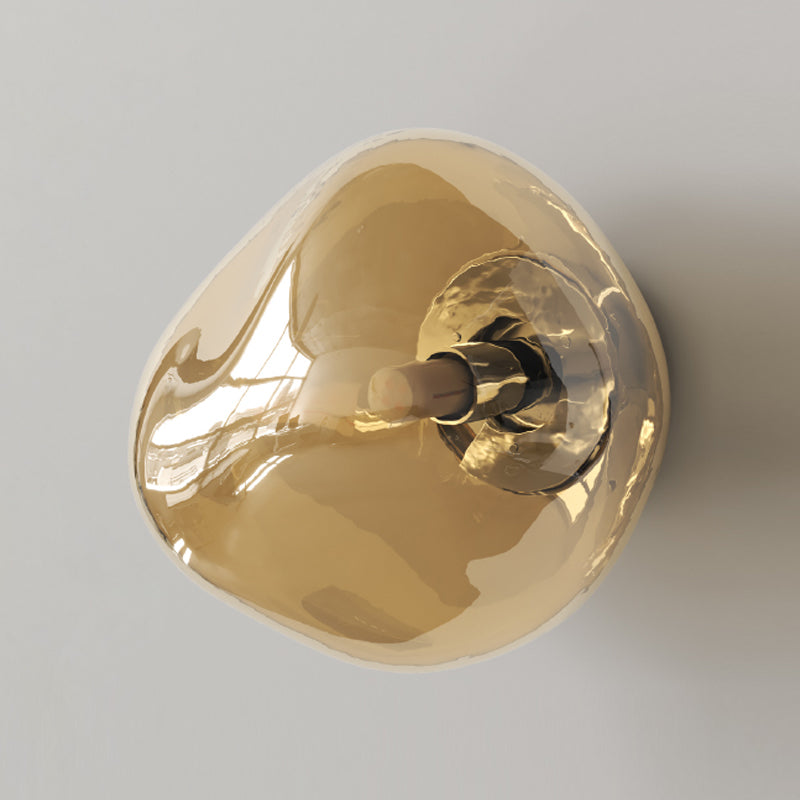 Minimalist Rock Shaped Wall Lamp Hand-Blown Glass 1-Light Foyer Sconce Light