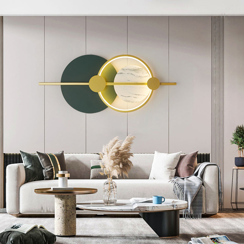 Round Shape Metal Wall Mounted Light Fixture Modern Style 1 Light Wall Light