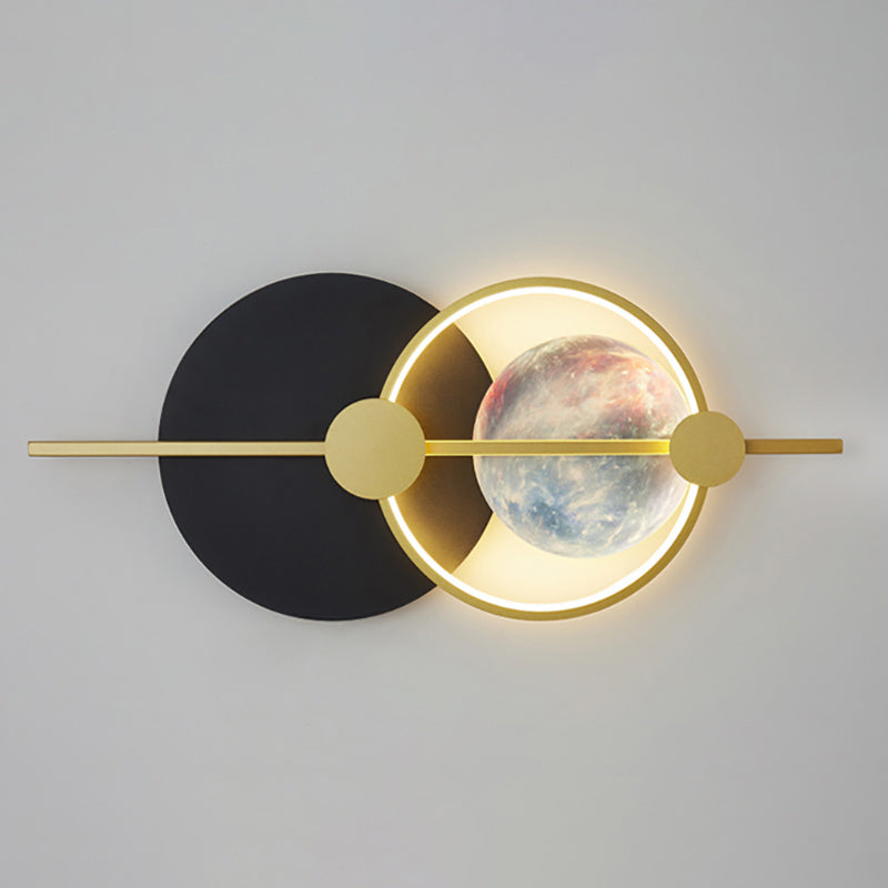 Round Shape Metal Wall Mounted Light Fixture Modern Style 1 Light Wall Light