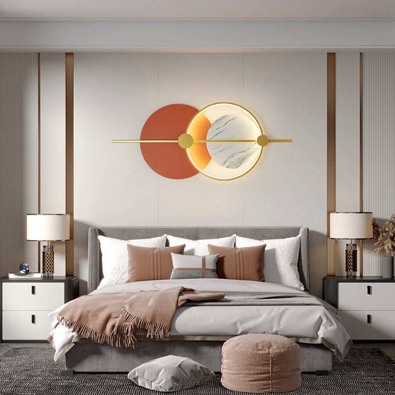 Round Shape Metal Wall Mounted Light Fixture Modern Style 1 Light Wall Light