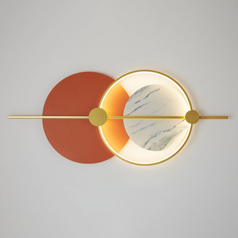 Round Shape Metal Wall Mounted Light Fixture Modern Style 1 Light Wall Light