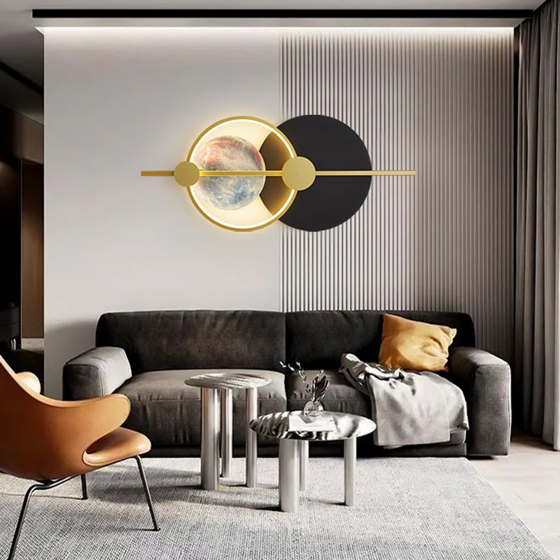 Round Shape Metal Wall Mounted Light Fixture Modern Style 1 Light Wall Light