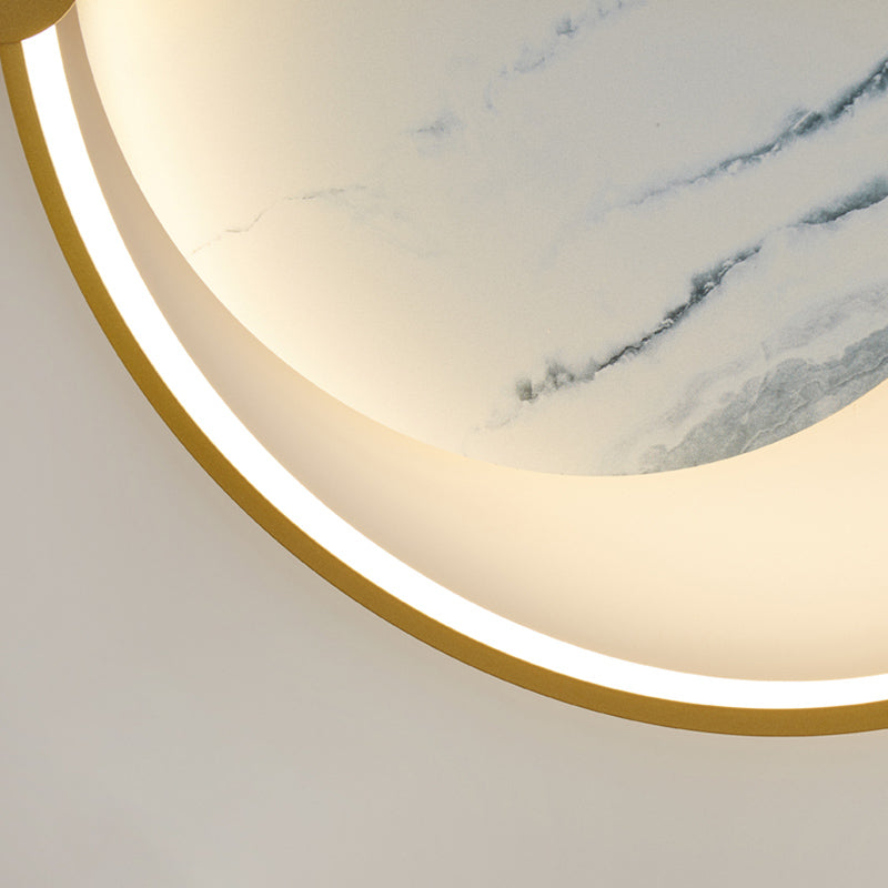 Round Shape Metal Wall Mounted Light Fixture Modern Style 1 Light Wall Light