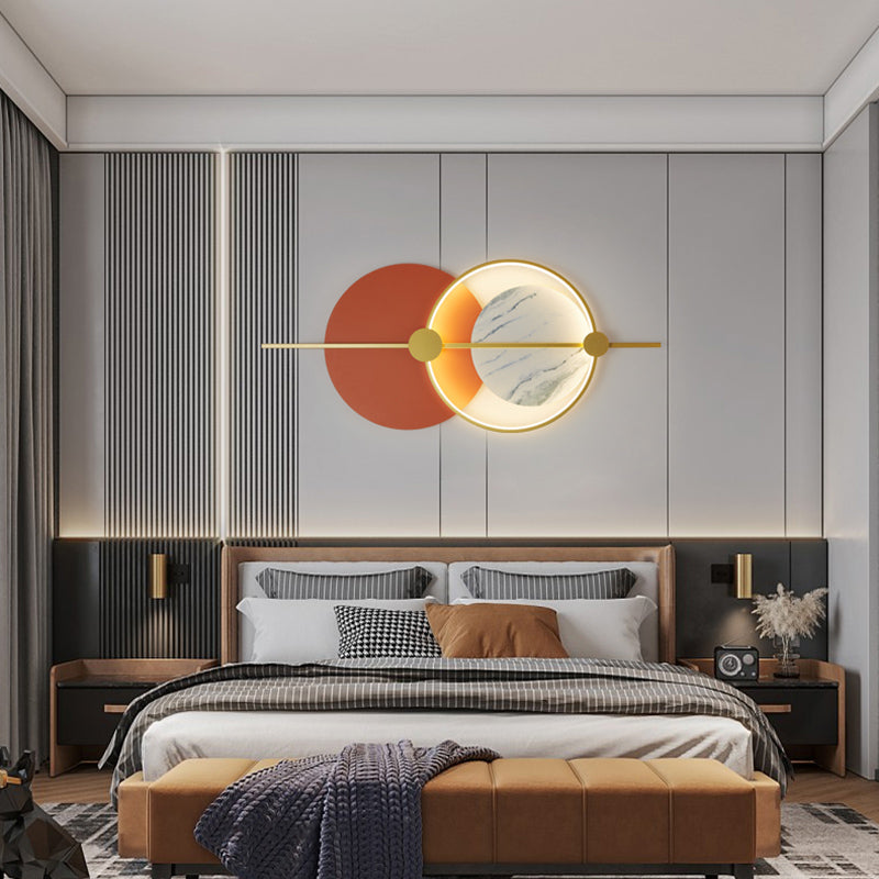 Round Shape Metal Wall Mounted Light Fixture Modern Style 1 Light Wall Light