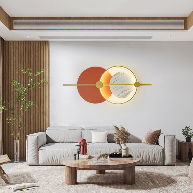 Round Shape Metal Wall Mounted Light Fixture Modern Style 1 Light Wall Light