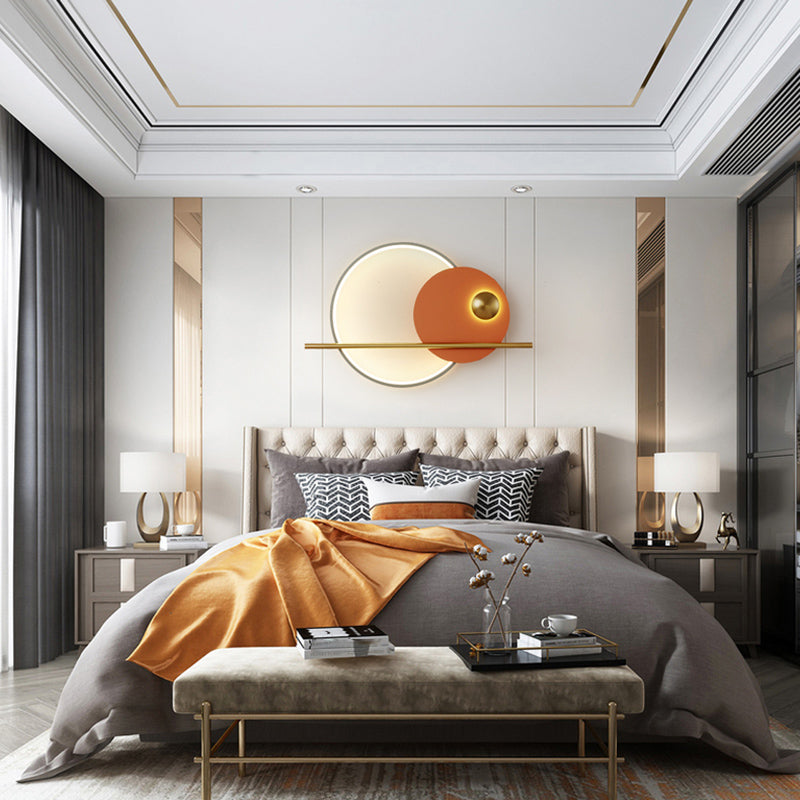 Round Shape Metal Wall Lights Modern Style Wall Mounted Light Fixtures