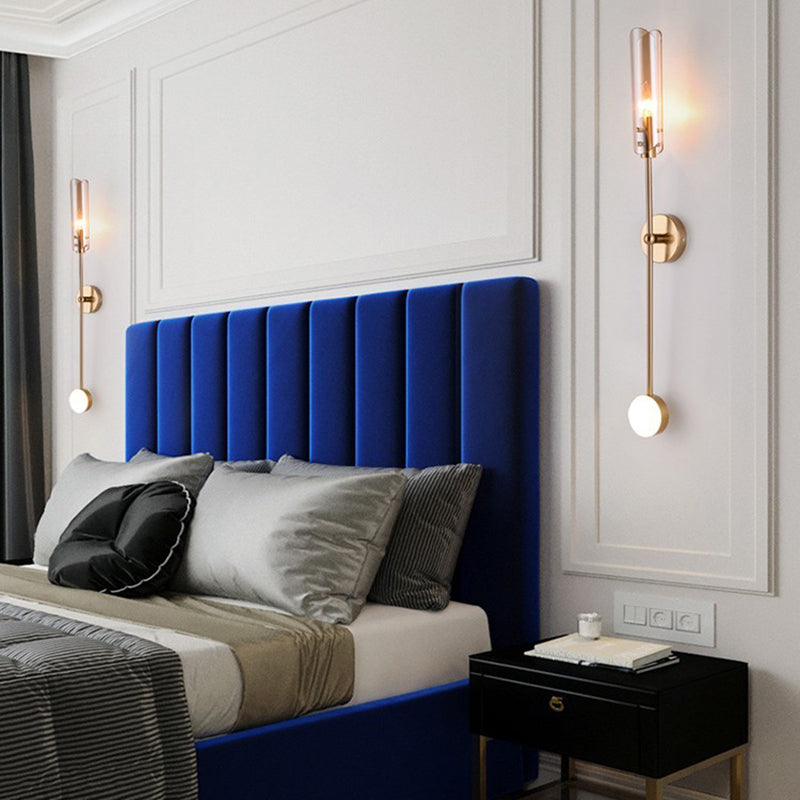 Nórdica Media de metal pared de pared de dorada de oro con vidrio para sala de estar