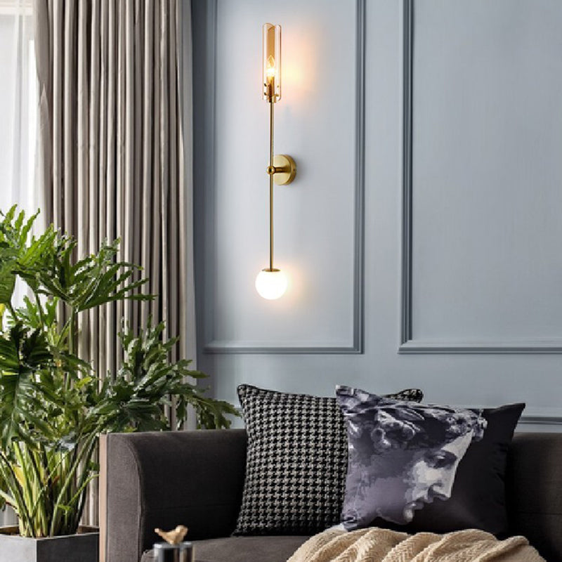 Nórdica Media de metal pared de pared de dorada de oro con vidrio para sala de estar