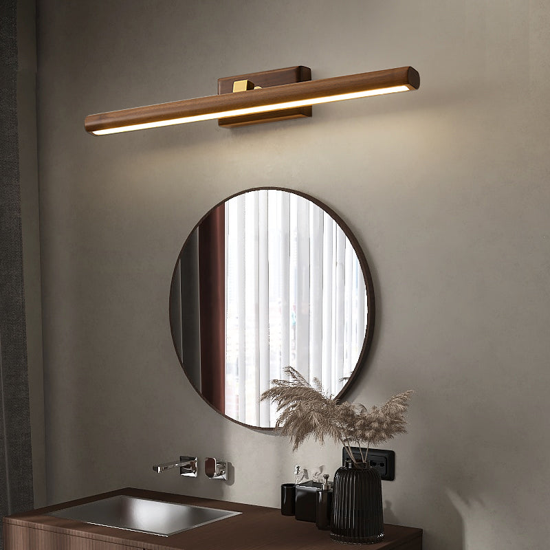 1 Light Tubular Vanity Wall Lights Modern Style Wood Vanity Mirror Lights