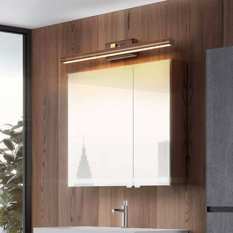 1 Light Tubular Vanity Wall Lights Modern Style Wood Vanity Mirror Lights