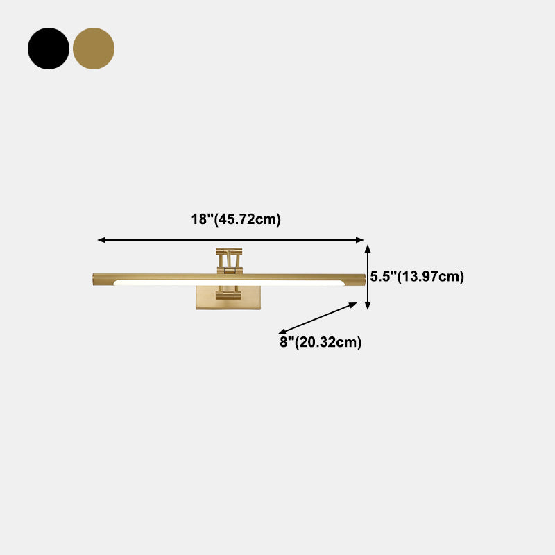 Metal Linear Shape Wall Mount Lighting Modern 1 Light Mirror Wall Mounted Light Fixture