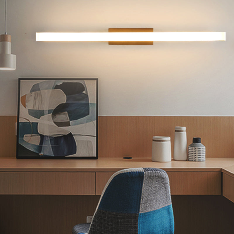 1 luces de pared de tocador lineal ligero luces de espejo de tocador de madera de estilo moderno