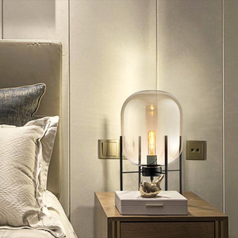 Geometric Shape Glass Table Lamp Modern Style 1 Light Table Lamp Fixtures