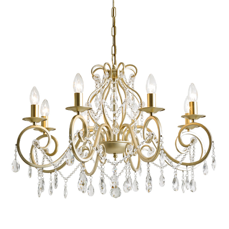 Crystal Metal Chandelier Lighting Fixtures Candlestick Chandelier in Gold for Living Room