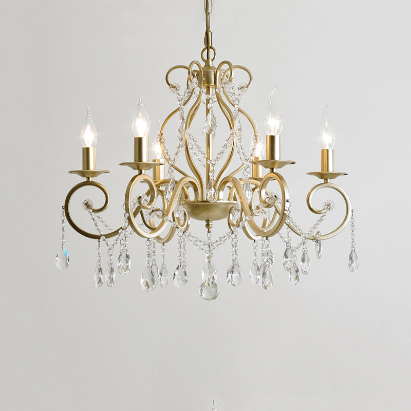 Crystal Metal Chandelier Lighting Fixtures Candlestick Chandelier in Gold for Living Room