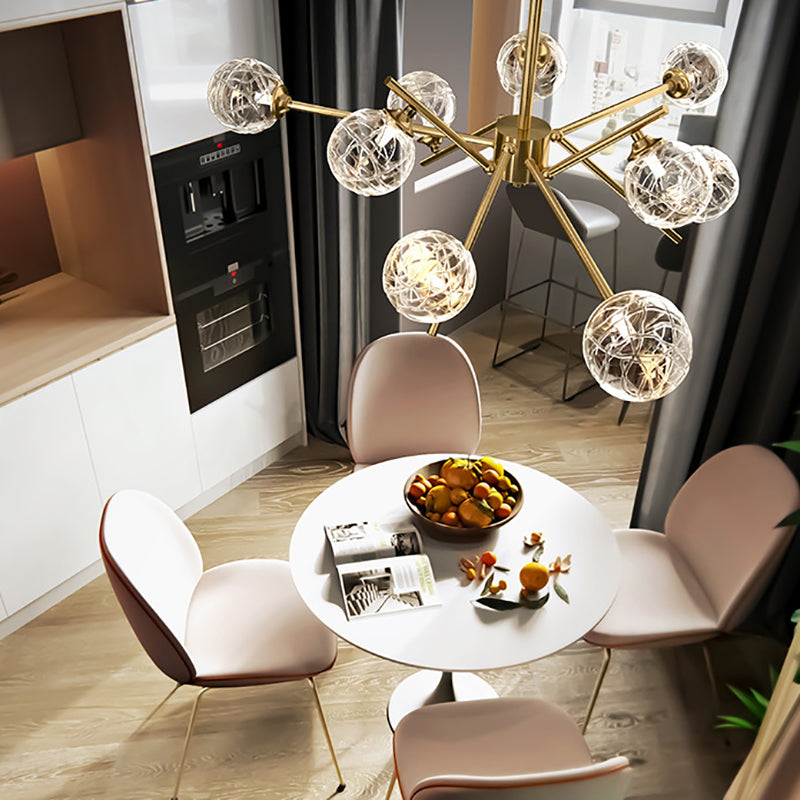 Contemporary Glass Chandelier Light Fixtures Restaurant Multi Head Hanging Chandelier