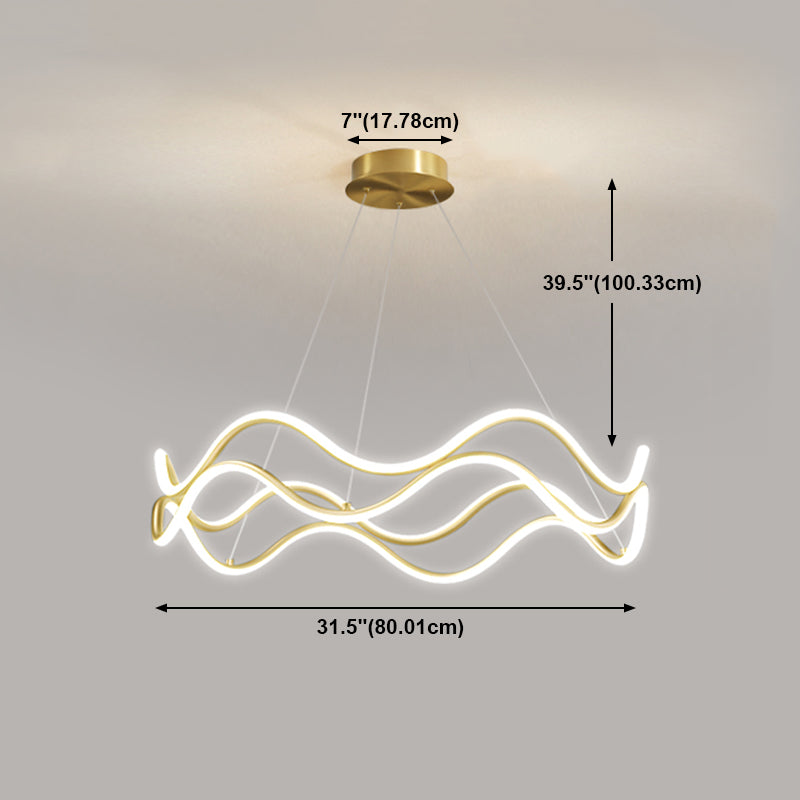 Gold einfache Kronleuchterleuchte linear hängende Kronleuchter für Wohnzimmer