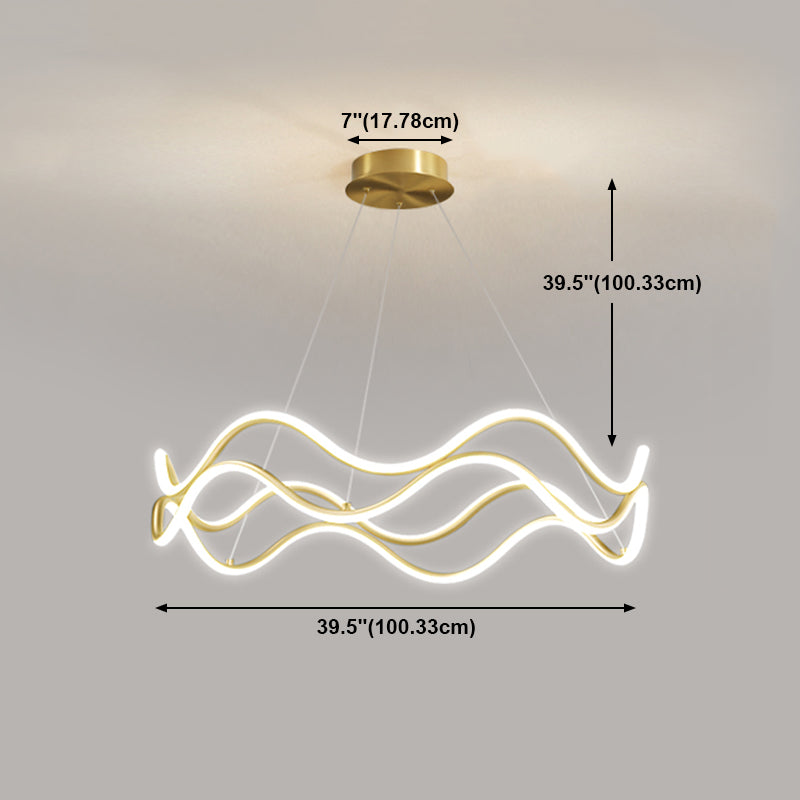 Gold einfache Kronleuchterleuchte linear hängende Kronleuchter für Wohnzimmer