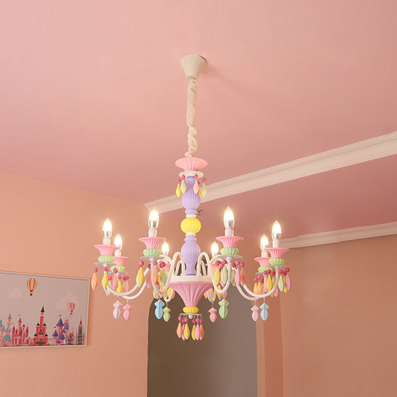 Multi Head Chandelier Light Macron Colorful Pendant Light for Child Room