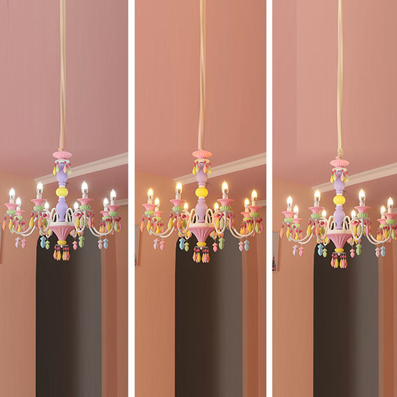 Multi Head Chandelier Light Macron Colorful Pendant Light for Child Room