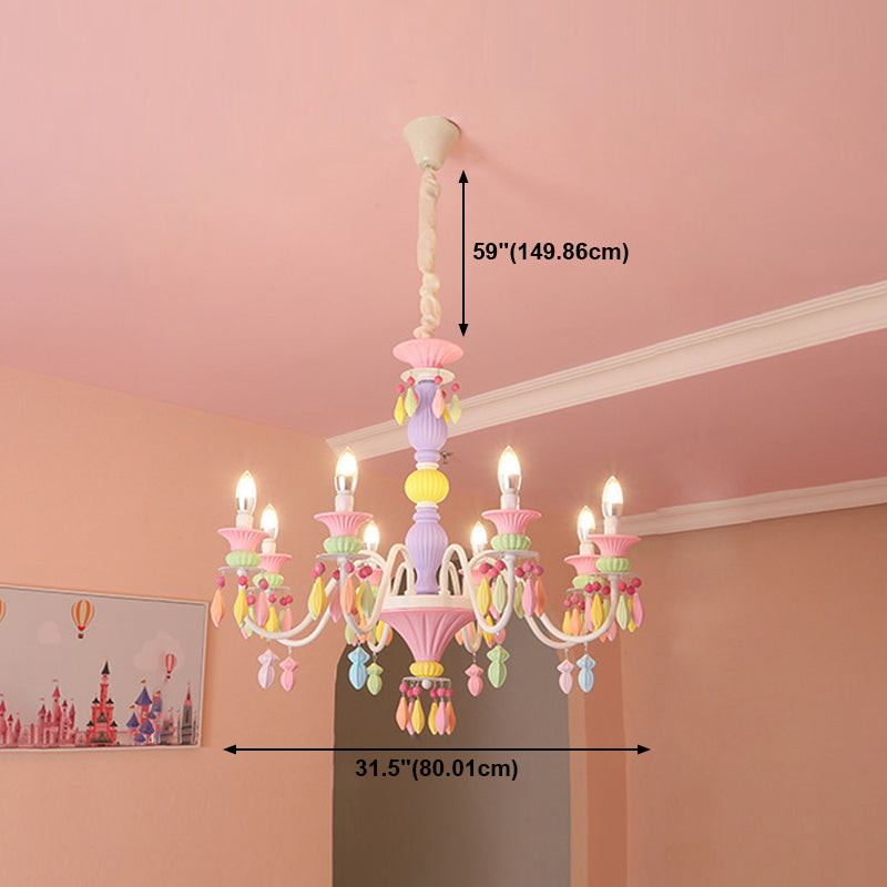 Multi Head Chandelier Light Macron Colorful Pendant Light for Child Room