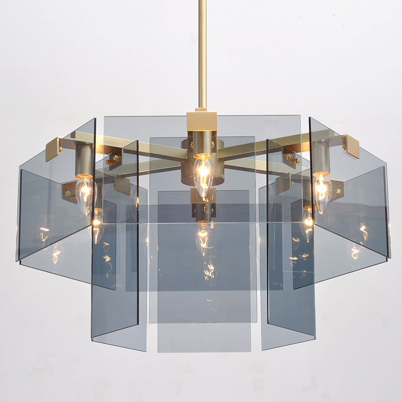 Moderner Stil Gold Kronleuchter Leuchte Geometrie Formglas hängendes Licht