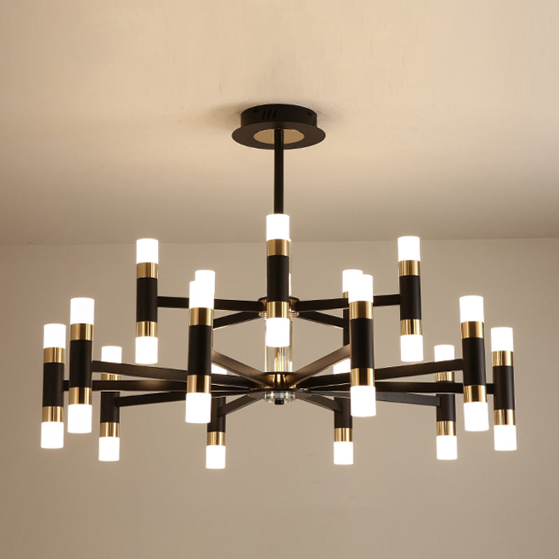 Moderner Deckenkronleuchter Multi-Licht-Metall-Acrylhänge-Lampe in Schwarz