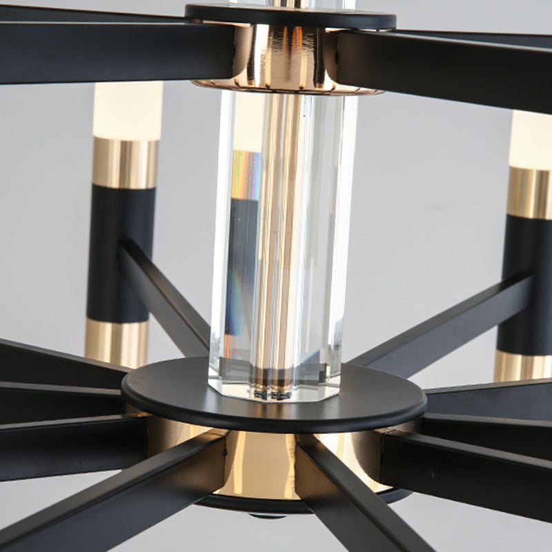 Moderner Deckenkronleuchter Multi-Licht-Metall-Acrylhänge-Lampe in Schwarz