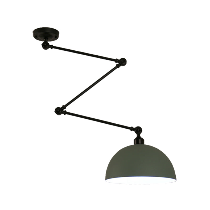 Macaron 1-Bulb Suspension Lamp Metal Swing Arm Pendant Light with Dome Shade