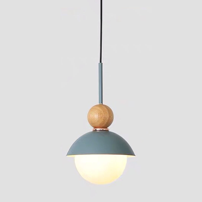 Bedside Globe Pendant Lamp Aluminum 1 Head Macaron Suspension Light