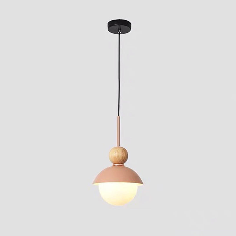 Bedside Globe Pendant Lamp Aluminum 1 Head Macaron Suspension Light
