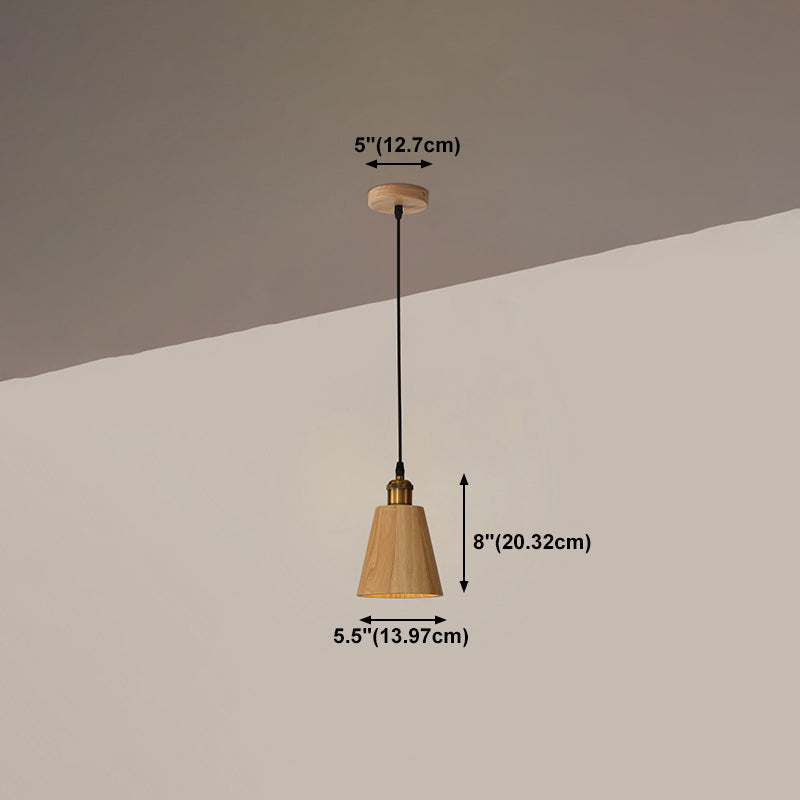 Nordic Cone Shade Pendant Light Fixture Solid Wood Dining Room Hanging Lamp
