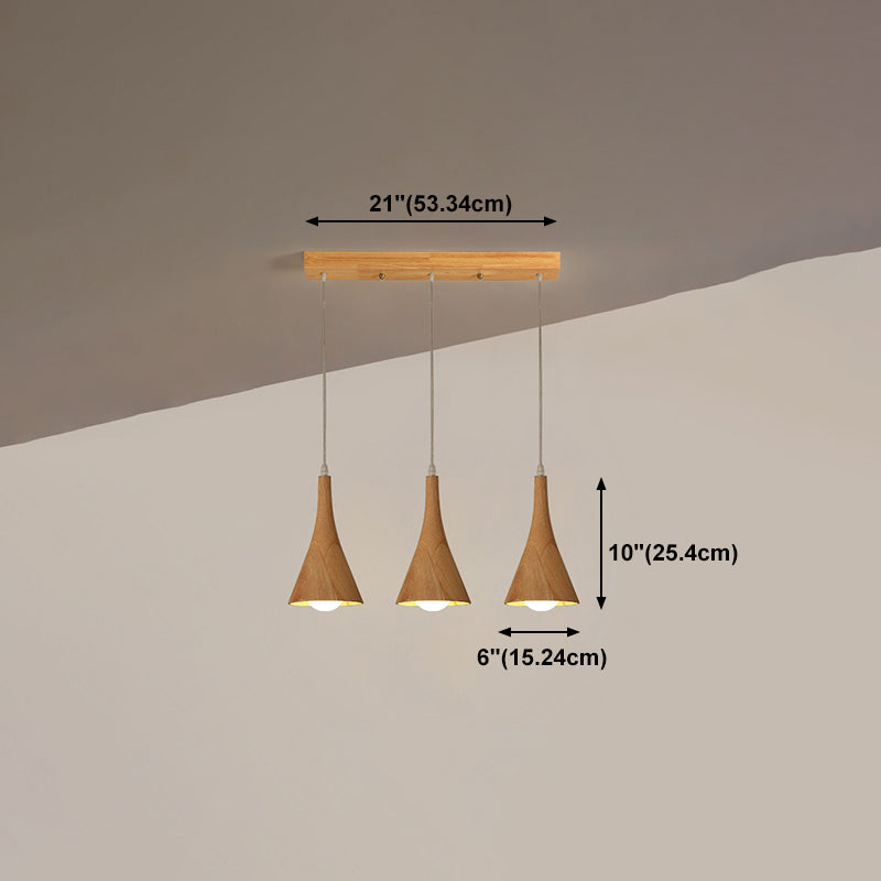 Nordic Cone Shade Pendant Light Fixture Solid Wood Dining Room Hanging Lamp