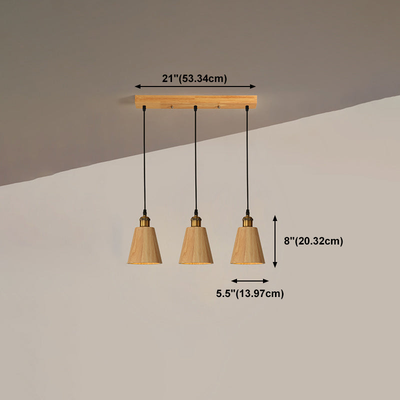 Nordic Cone Shade Pendant Light Fixture Solid Wood Dining Room Hanging Lamp