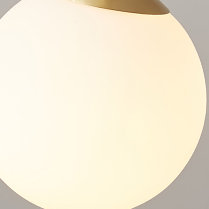 Modern Pendant Light Fixture White Glass 1-Light Dining Room Drop Light in Brass
