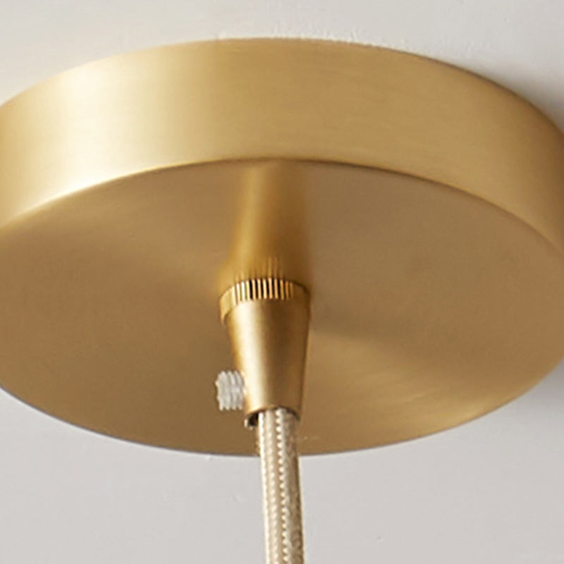 Modern Pendant Light Fixture White Glass 1-Light Dining Room Drop Light in Brass