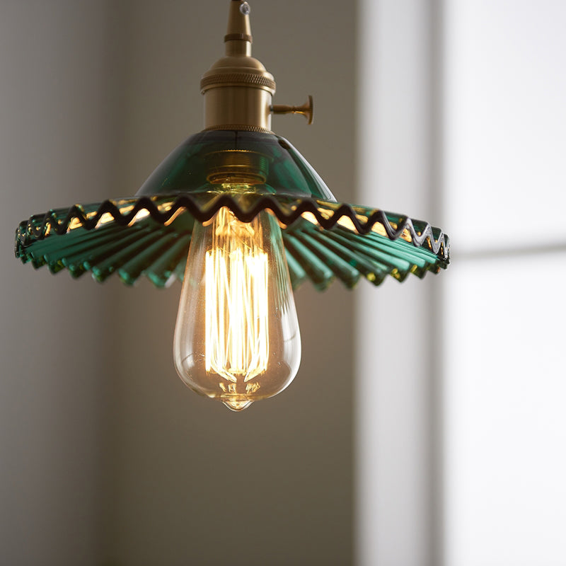 Glazen 1-licht hanglamp industriële flat-down verlichting voor thuisverdediger