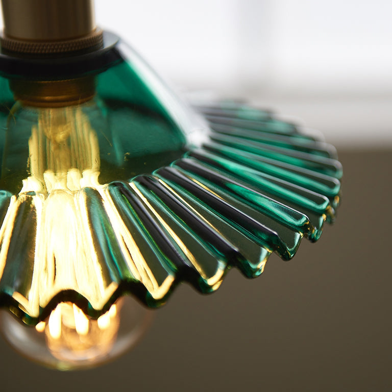 Glass 1-Light Pendant Light Industrial Flat Down Lighting for Home-Stay