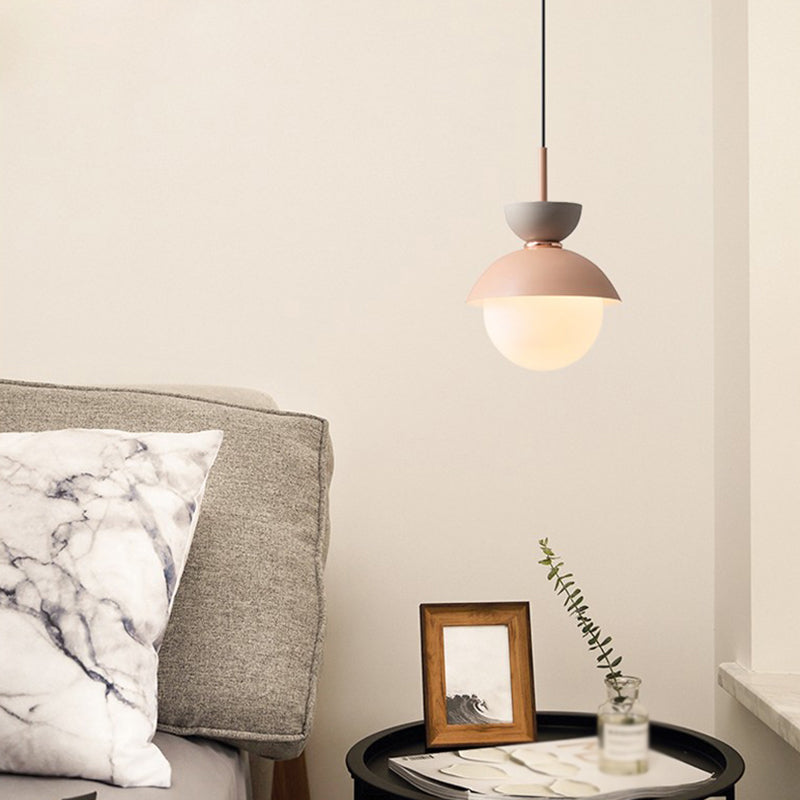Round Shape Metal Hanging Light Nordic Macarons Style 1 Light Hanging Mounted Lights