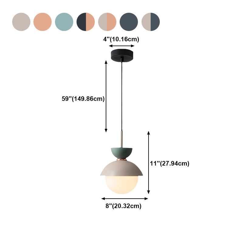 Round Shape Metal Hanging Light Nordic Macarons Style 1 Light Hanging Mounted Lights