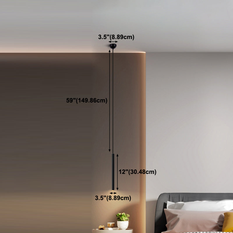 Contemporary Style Cylinder Shape Pendant Lights Metal Hanging Lamps in Black