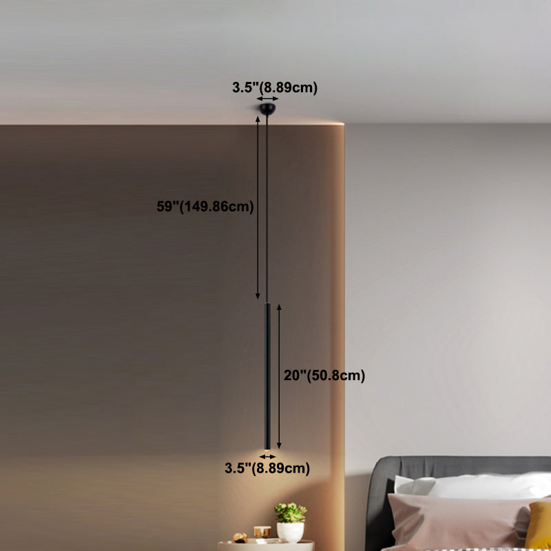 Contemporary Style Cylinder Shape Pendant Lights Metal Hanging Lamps in Black