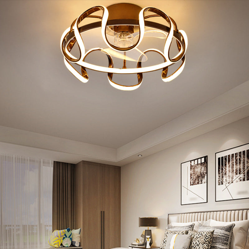 Metal Geometric Shape Ceiling Fans Modern 1-Light Ceiling Fan Lamp Fixture