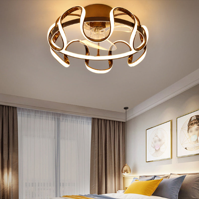 Metal Geometric Shape Ceiling Fans Modern 1-Light Ceiling Fan Lamp Fixture
