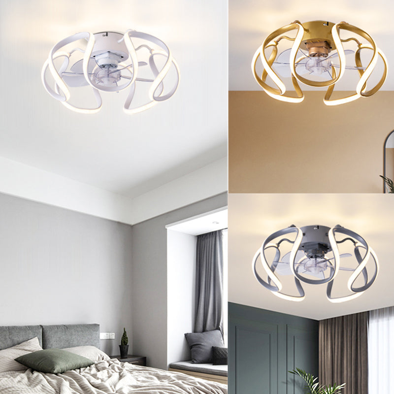 Metal Geometric Shape Ceiling Fans Modern 1-Light Ceiling Fan Lamp Fixture