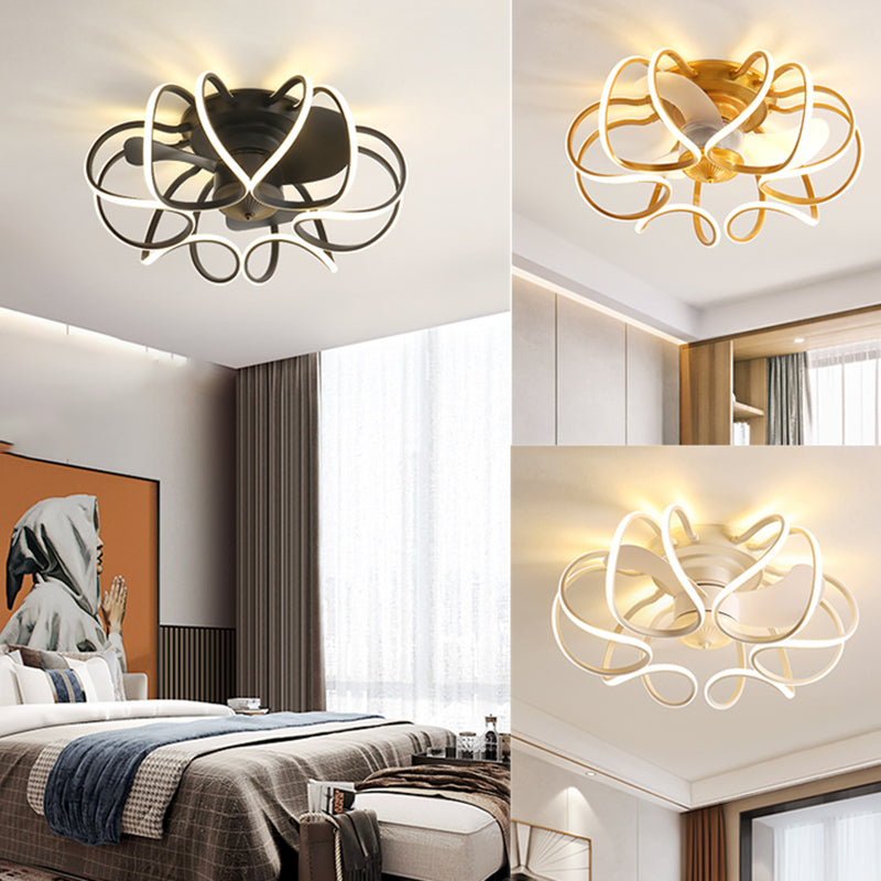 Metal Geometric Shape Ceiling Fans Modern 1-Light Ceiling Fan Lamp Fixture