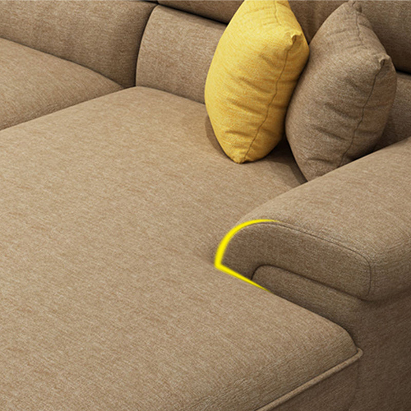 Modern Reversible Chaise Sofa with Pillows Flared Arm Sectionals for Living Room