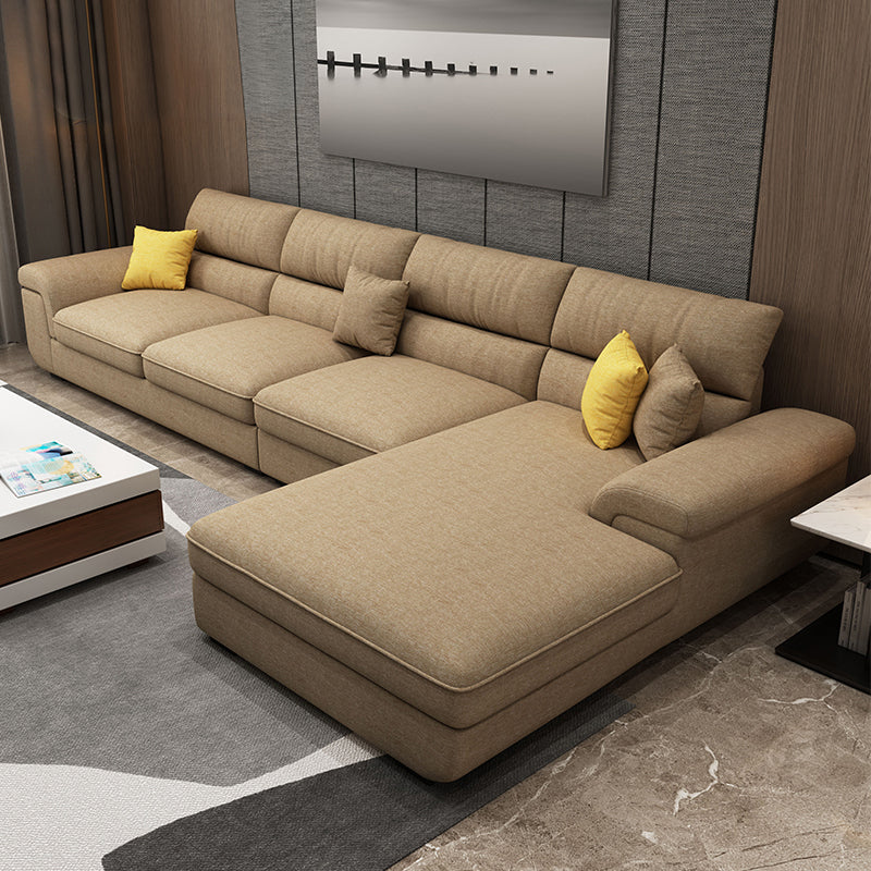 Modern Reversible Chaise Sofa with Pillows Flared Arm Sectionals for Living Room